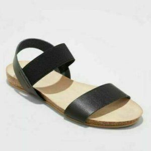 A New Day Sandal Slip on Shoes Womens Size 9 Black Cork Heel Spring Summer NWT